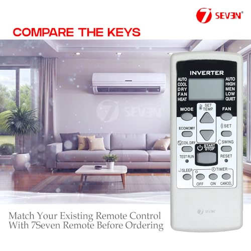 Image of 7SEVEN Compatible with O General AC Remote Control Model 113C Suitable for Split & Window 1 | 1.5 | 2 Ton Air Conditioner Remote - Match Remote Keys Exactly to Replicate Genuine Remote Function
