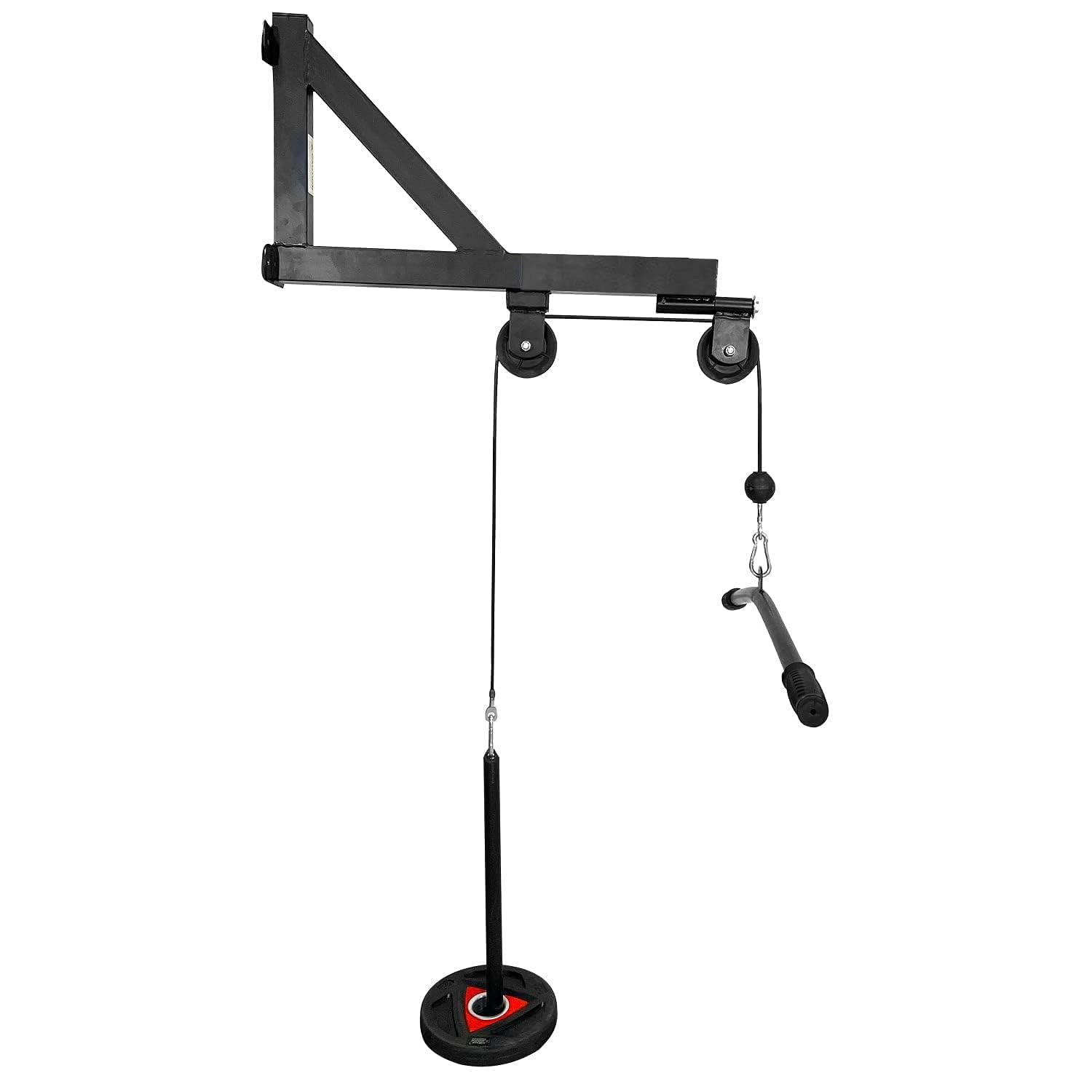 lat and lift pulley system, cable machine with loading pin for home gym, fitness workout, pull down for exercise your triceps, biceps curl, back, forearm, shoulder (black)
