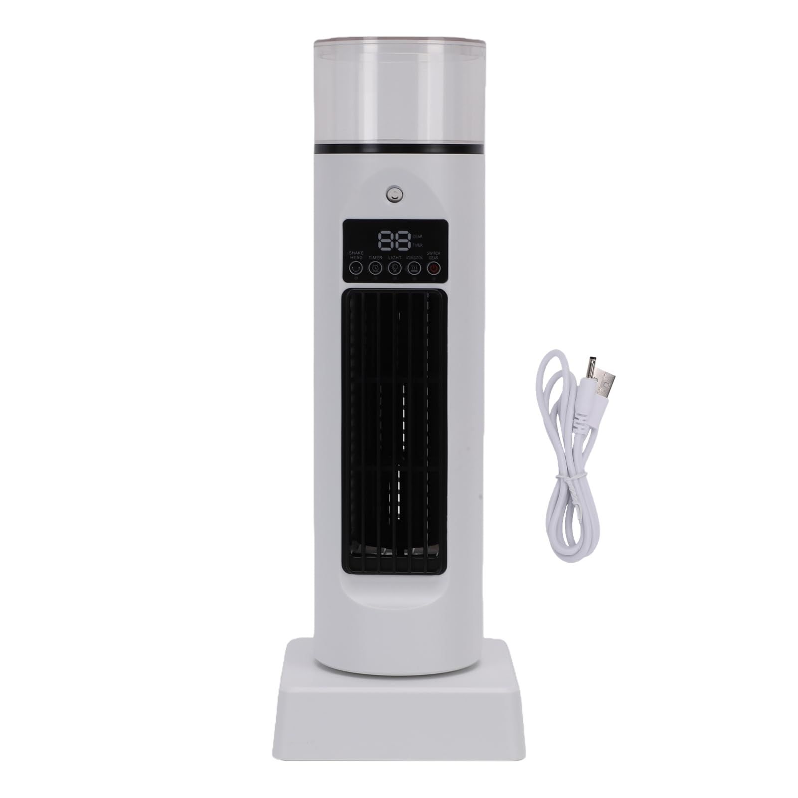 Ventilatore a Torre USB Senza Lama con Umidificatore 6 velocità Regolabile per Tenda da per Ufficio Bianco 34,5 * 12 Cm