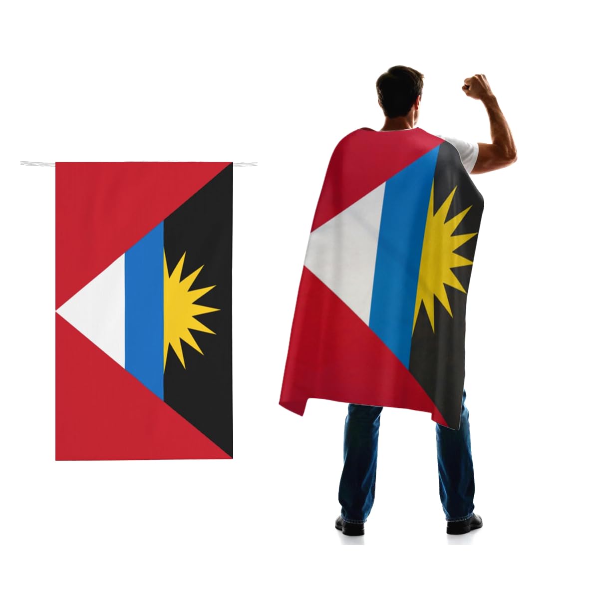 Antigua and Barbuda Flag Cape 3x5 FT for Independence Day Holiday Costumes Celebrati,150D Premium Polyester,Antiguan Barbudan Patriotic Flags Costume Cloak.