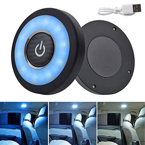 Lámpara interior LED para coche, lámpara de lectura de coche, luz de pared inalámbrica con succión magnética para vehículos, camiones, acampada, dormitorio, gabinete (3 colores claros)