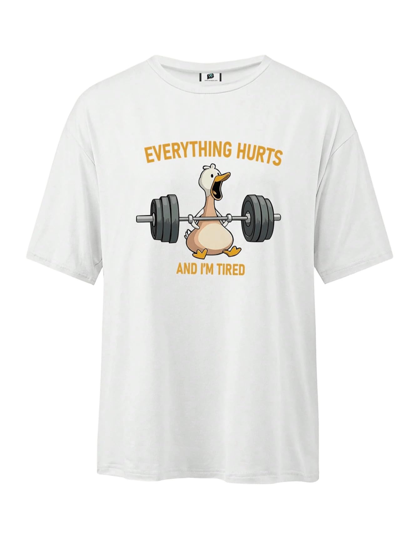 sxv style Everything Hurts Elegant Duck Gym Motif Oversized Casual Graphic Print T-Shirt, Suitable for Women, All Seasons-picture-15