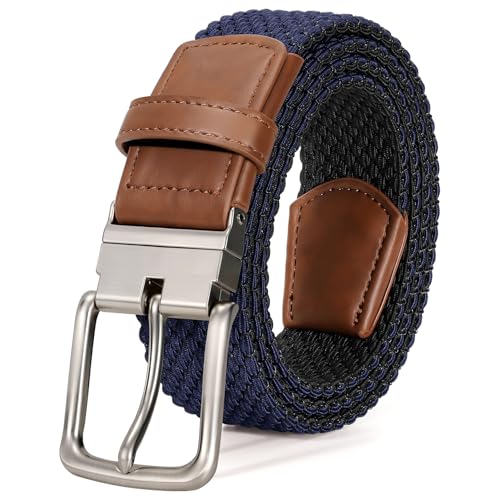 Mens Reversible Braided Stretch Belt for Mens Golf Woven Web Belt