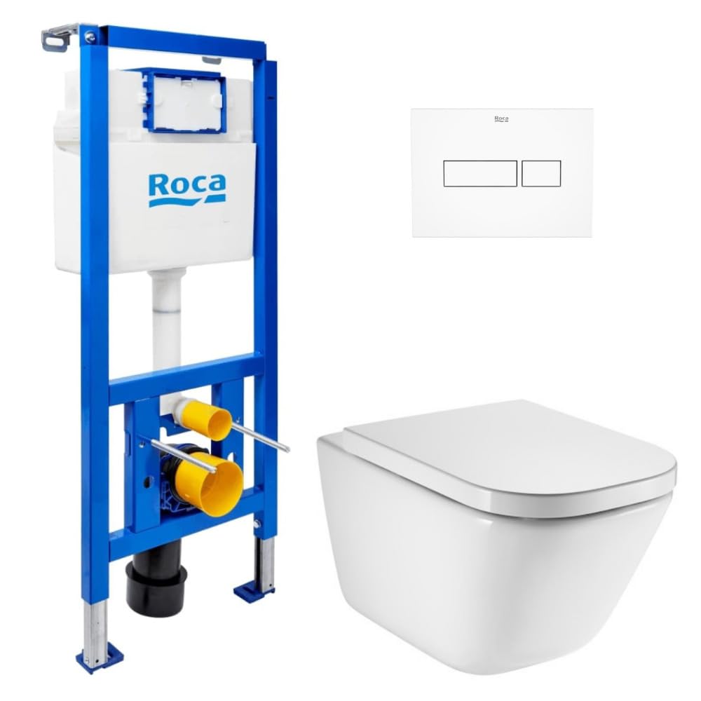 Pack WC Edificio Soporte ECO 2L Swiss Aqua Technologies + WC colgante Roca con tapa SoftClose + placa blanca (ROROGAWR04-FR)