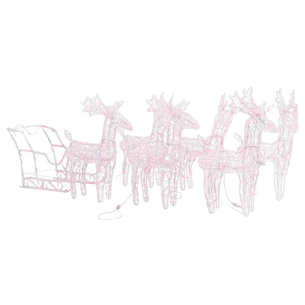 Weihnachtsdekoration Rentier Schlitten 280x28x55 cm LED Deko für Garten Außenbereich Warmweiß 240 LED 8 Lichteffekte