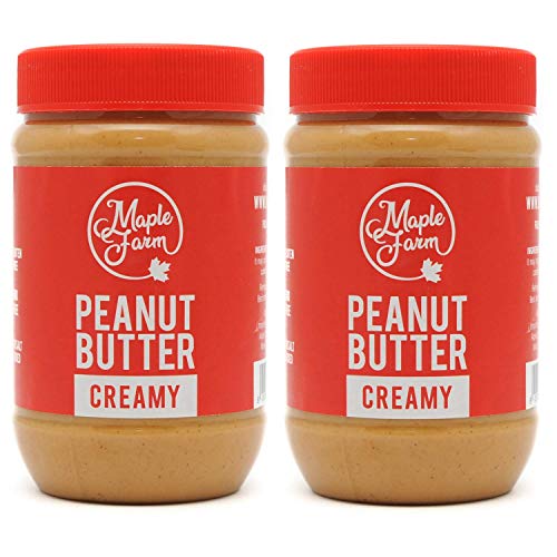 MapleFarm - Mantequilla de cacahuete 100% pura - CREAMY - 1 kg (2x500g) - 100% Pure peanut butter - Crema proteica. Crema proteica sin azúcares añadidos. Sin aceite de palma.