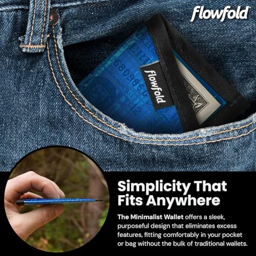 Image of Flowfold Recycled Sailcloth Minimalist Card Holder Wallet | Slim and Durable with Cash pocket and Credit Card Slot | Minimalist Wallet Made in USA Holds 6-8 Cards