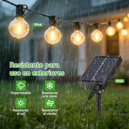 Solares Guirnalda Luces Exterior Jardin - 15M Guirnaldas Exterior Solar - Imagen 5