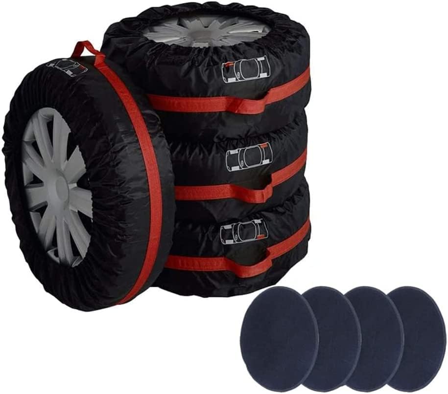 UCARE 4pcs 31in Spare Tire Covers Waterproof 420D Oxford Adjustable Seasonal Tire Storage Bag Dustproof Tire Cover Tote Wheel Protection Covers with 4pcs Wheel Felts