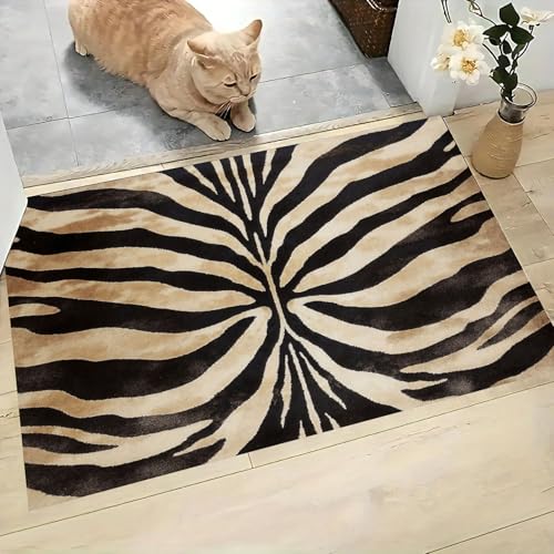 Tapis de salle de bain zèbre beige pour entrée intérieur