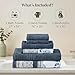 Modern Threads Ophelia 6-Piece 100% Cotton Towel Set – Reversible Yarn Dyed Jacquard & Solid – Includes 2 Bath Towels, 2 Hand Towels, 2 Washcloths – Absorbent, Quick Dry, Soft & Durable – Navy