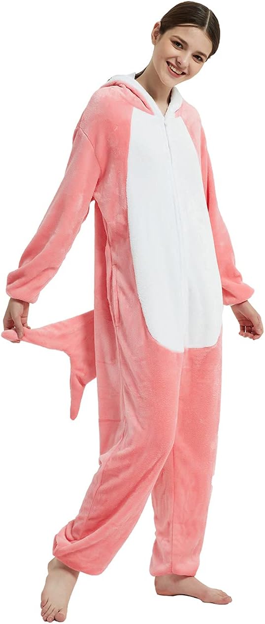 ABENCA Shark Onesie Adult Animal Costume Women Pajamas Plush Onepiece Cosplay Halloween Christmas - Image 5
