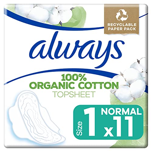Always Cotton Protection Ultra Normal Sanitary Towels with Wings 11 Pads, 100% Organic Cotton Topsheet