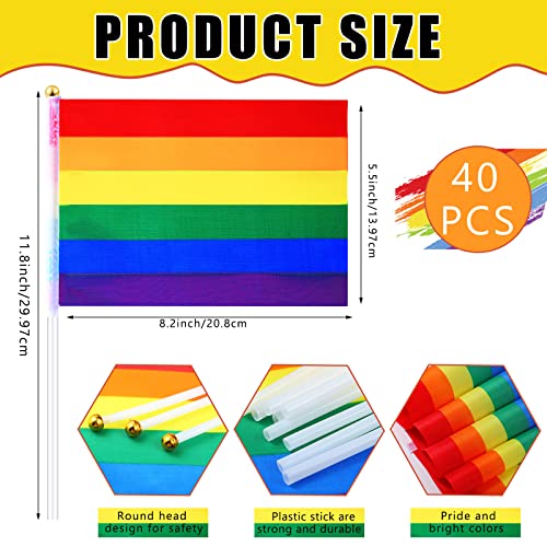 Image of Junkin 80 Pcs Pride Flags Bulk Rainbow Pride Pins Bulk LGBT Lapel Pins Gay Flag Brooch Pins with Rainbow LGBT Pride Bracelet and Pride Hand Held Flag for Clothes Bags Accessories Gifts
