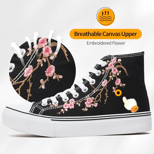 Image of ZGR Womens High Top Canvas Sneakers,Lace-up Canvas Shoes,Casual Tennis Walking Shoes