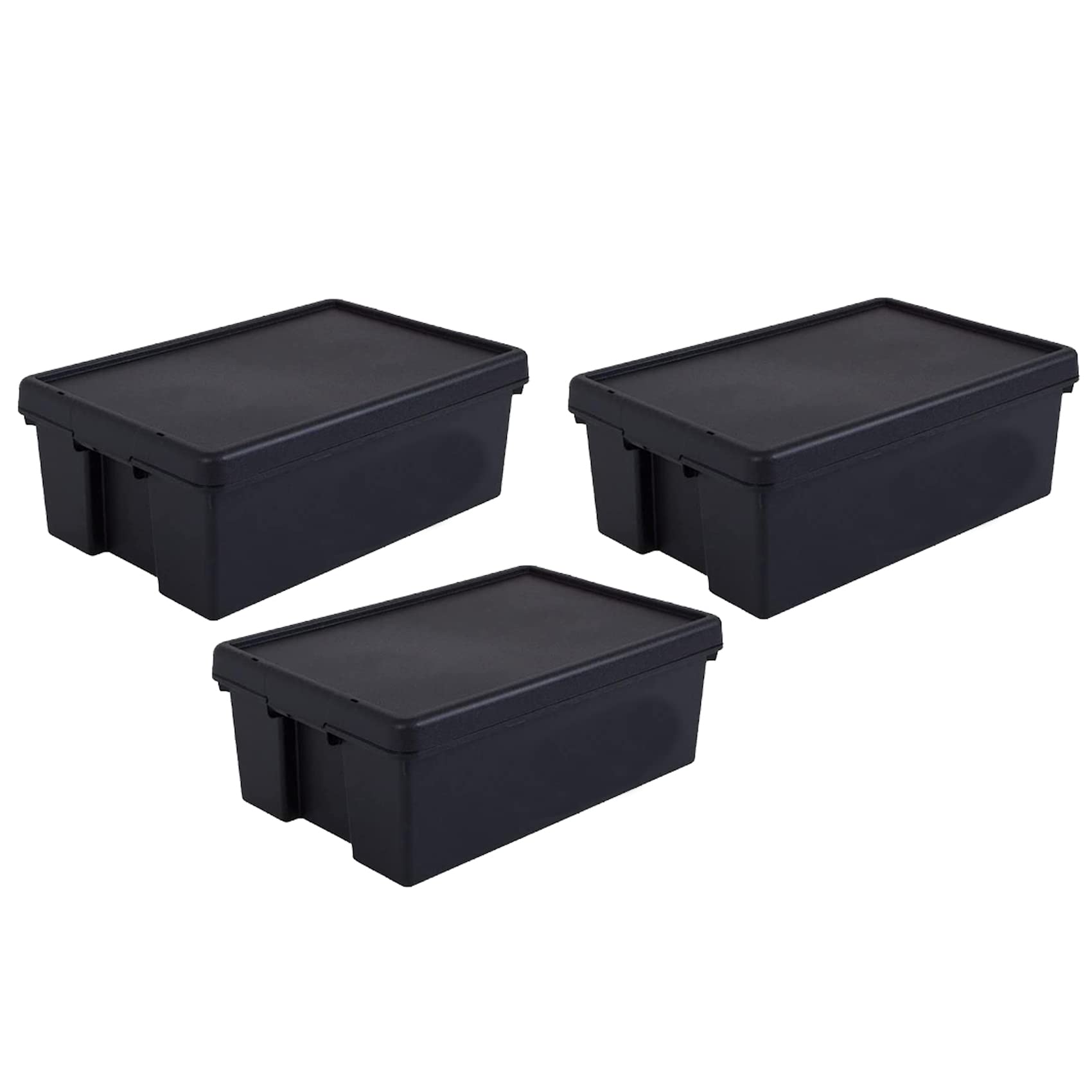 M1ss Black 36L Litre Bam Recycled Plastic Heavy Duty Storage Box With Lid Home Office Stackable Container (3)