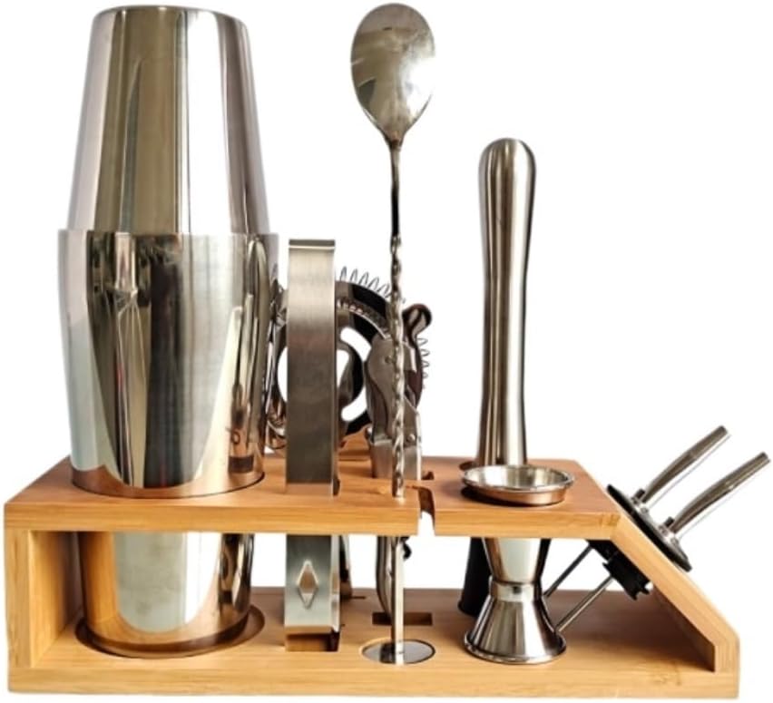 Set de Coctelera para Bar con Base de Madera - BIOMICE