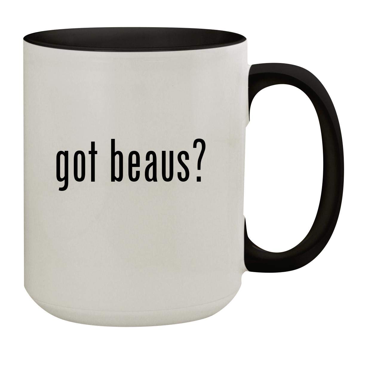 got beaus? - 15oz Colored Inner & Handle Ceramic Coffee Mug, Black