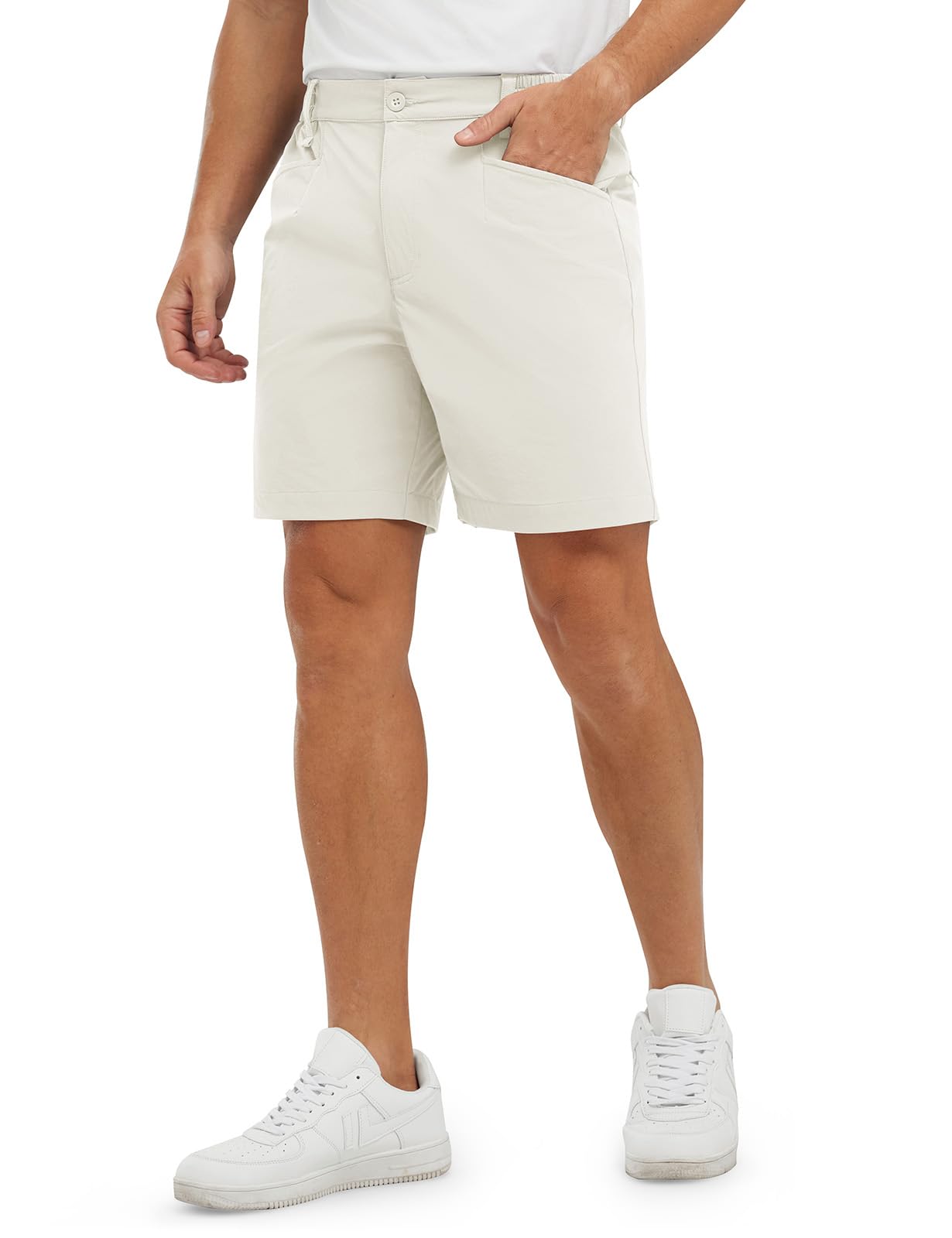 TBMPOY Men's Golf Shorts 7" Stretch Dress Casual Elastic Waist Short Quick Dry Lightweight Hiking Shorts with 4 Pockets