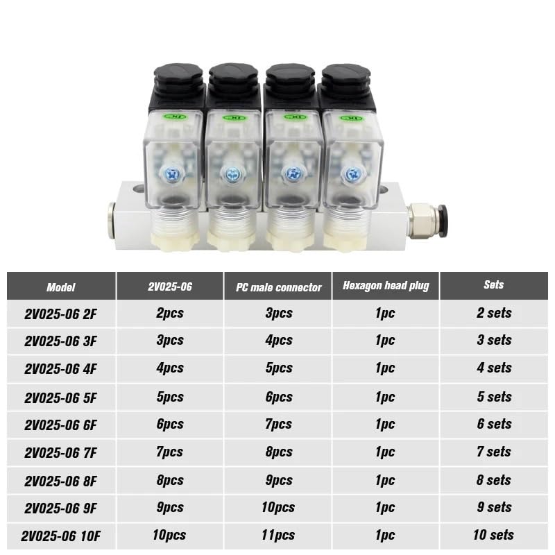 Solénoïde normalement fermé DC12V type combiné multivoies pneumatique magnétique - 4