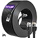 Price comparison product image ikbc Ethernet Cable 50m, Cat 6 Internet Cable 50m High Speed Black, Flat LAN Cable RJ45 50 meter, Gigabit Patch Cord 50 metre Cat6 Network Cable for Router PS4/5 (50 Clips)