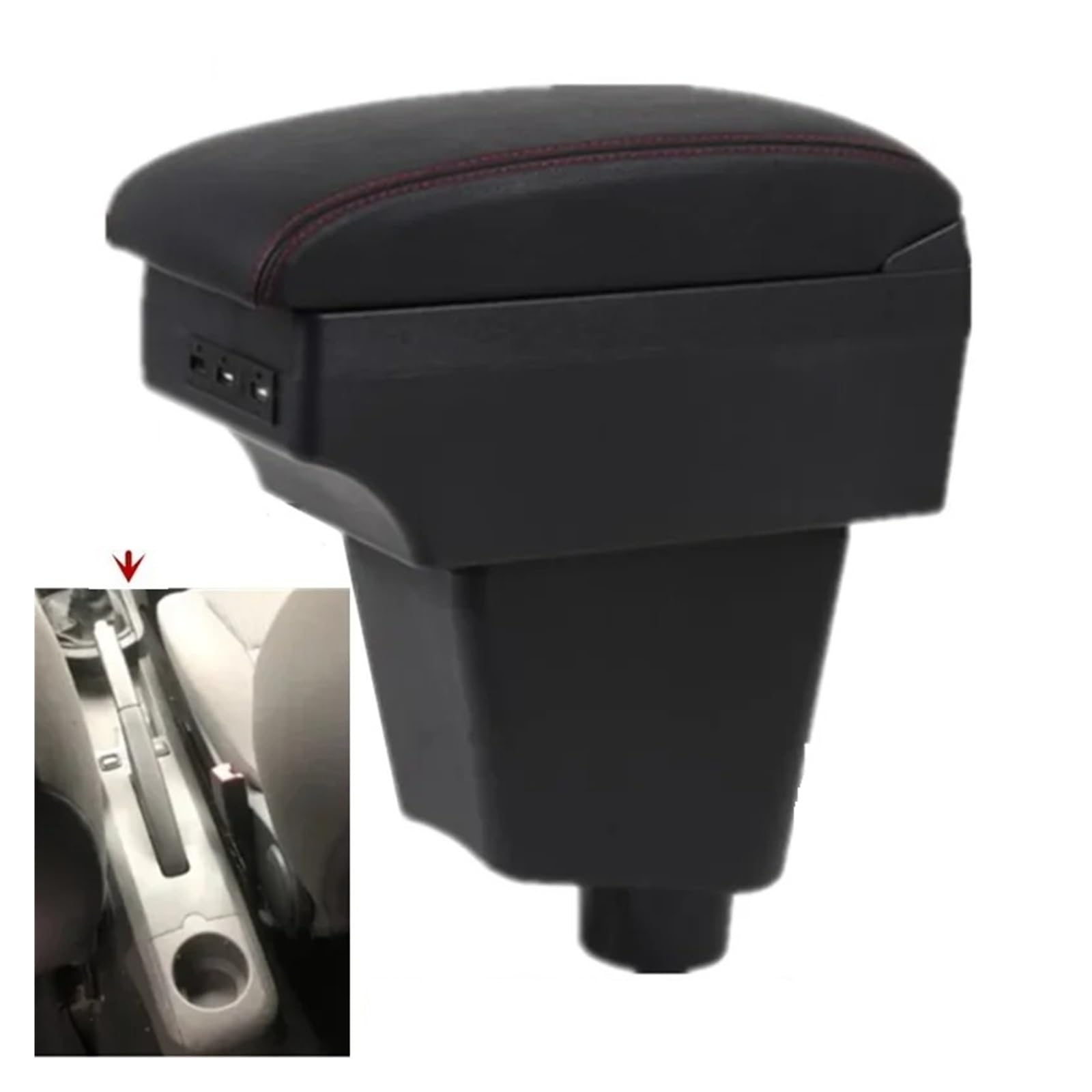 Caja Reposabrazos Para SEAT Para Cordoba II 2003 2004 2005 2006 2007 2008 2009 Caja Almacenamiento Reposabrazos Del Coche Accesorios Repuesto Interior Consola Central Reposabrazos(A red line NO USB)