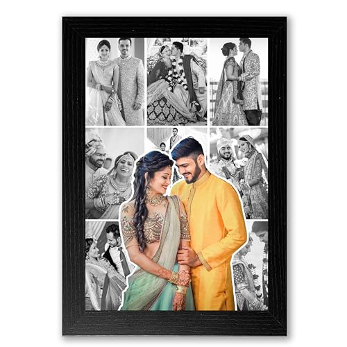 Image of Shrikant Art Personalized Wedding Photo Frame Collage | Custom Couple Photo Frame | Anniversary Frame for Husband Wife | Romantic Wall Decor Frame