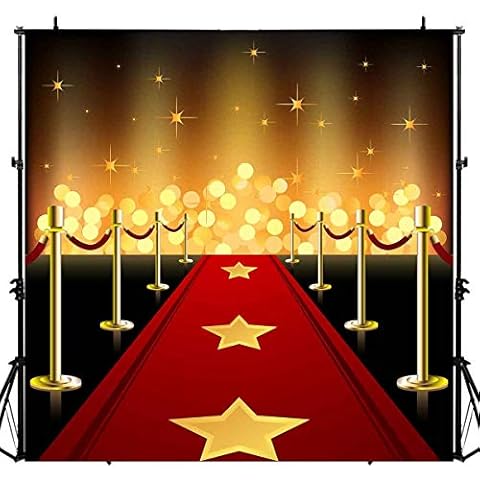 LUCKBTY Red Carpet Backdrops for Photography 6x6FT Gold Lights Glitter Photo Backgrounds for Baby Children Birthday Wedding Studio Props LUGE049 Cover