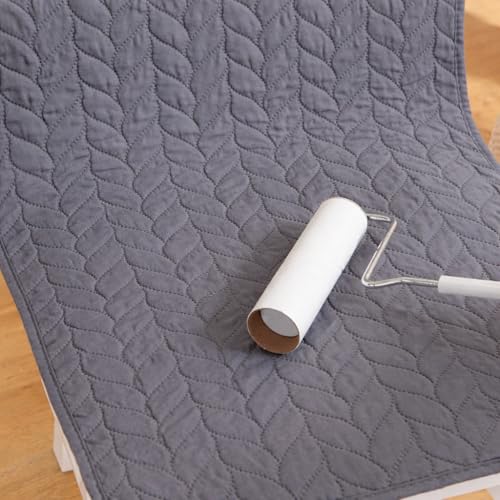 Image of HOMETHREADS Non-Slip Chair Cover-Universal Fit for Kitchen & Dining Chairs-Cushioned Comfort - Stylish Machine Washable Seat Cover -145x45Cm (Grey, Pack of 2)