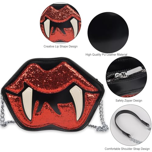 Halloween Lip Devil Purse - Novelty Halloween Lip Handbag Crossbody Bag for Women Gothic Gift Candy Shoulder Bag4