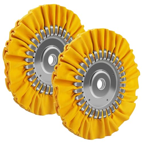 Image of 2PCS 8 inch Airway Buffing Wheel with 5 /8 inch Arbor Flange-Free Hub, Yellow Buffing Wheels for Angle Grinder, Metal Polishing Wheel for Aluminum Wheels Stainless Steel Oxidation Removal