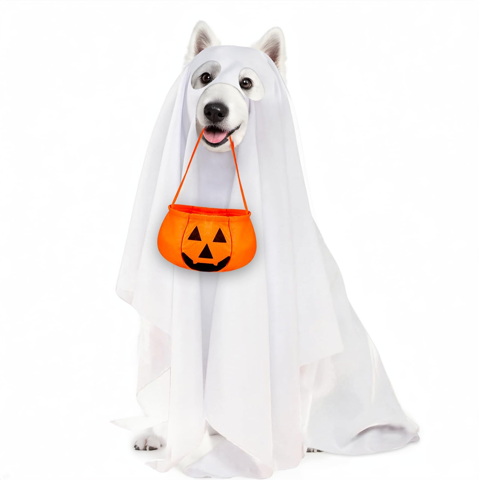 Halloween Hundehalstuch Mit Kürbis & Geister-Muster – Weiches Schaltuch Für Kleine Hunde