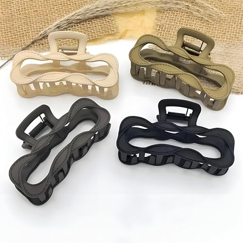 Image of 4pcs Hair Claw Clips for Women and Girls 4 Inch Nonslip Strong Hold Neutral Matte Hair Accessories for Wedding