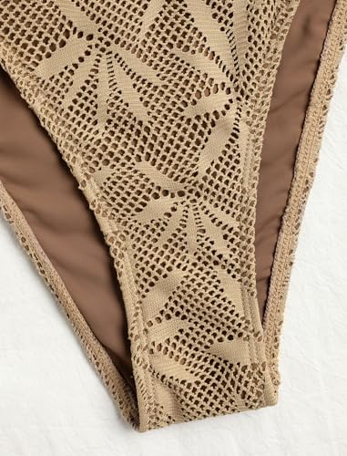 Image of ZAFUL 2 Piece Triangle Bikini for Women Knitted Rope Halter Bikini Sets Sexy Bathing Suit Side Tie Swimsuits Beachwear