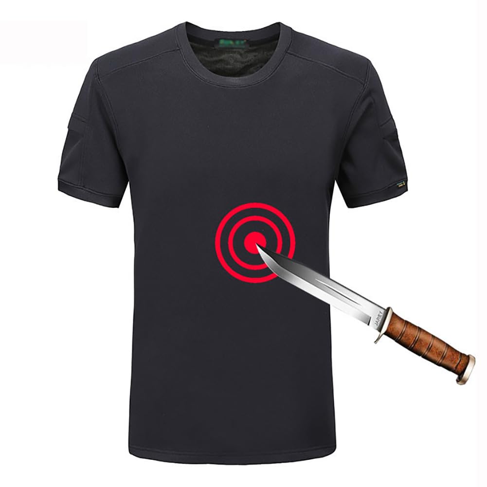 FAcoLL Concealed Stab-Proof T-shirt, Tactical Proof Cut Resistant T-shirt, Level 5 Protective Safety T-shirt, Stab-Proof Anti Cut Security Clothing for Protect Personal Safety XL
