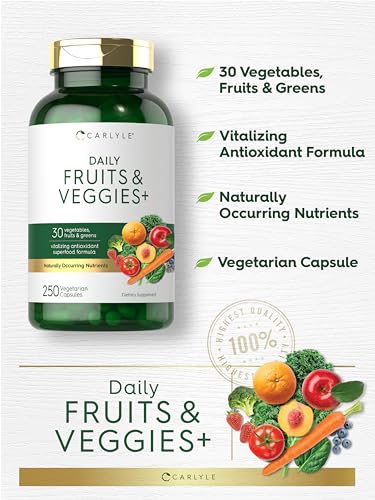Carlyle CL7073 Fruits And Veggies Supplement | 250 Capsules | Made With 30 Fruits And Vegetables thumb #3