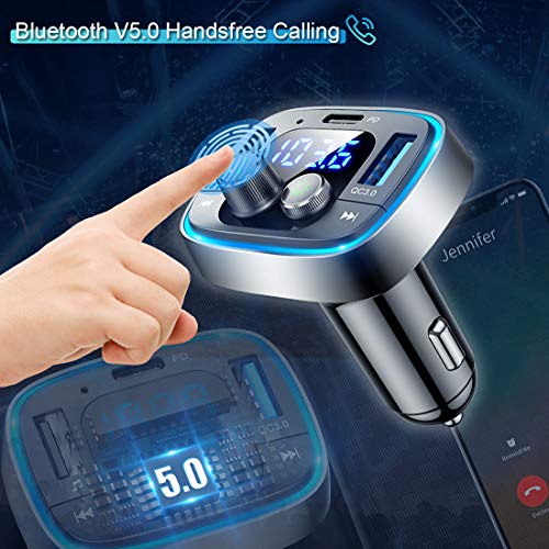 Bluetooth FM Transmitter, Riloer Bluetooth Car Audio Adapter With Fast