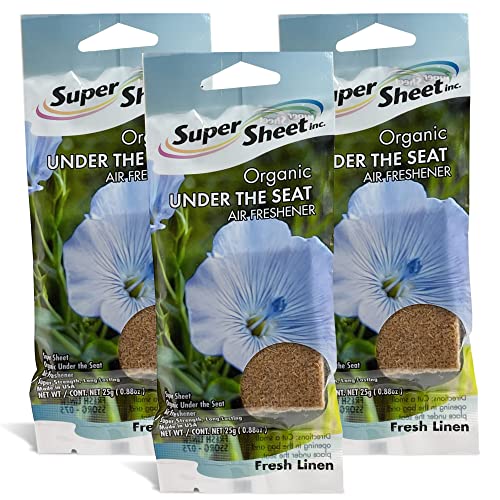 Image of Super Sheet, Organic Under the Seat Car Air Freshener, Long Lasting Fragrance, Fresh Linen Scent, 3 Pack