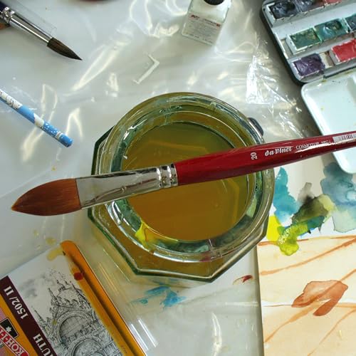 Image of da Vinci Watercolor Series 5584 CosmoTop Spin Paint Brush, Pointed Oval Synthetic with Red Handle, Size 24