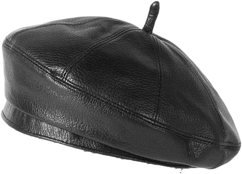 Women's Genuine Leather Beret Hat Painter Cap Lightweight Artist Cap for Spring Winter