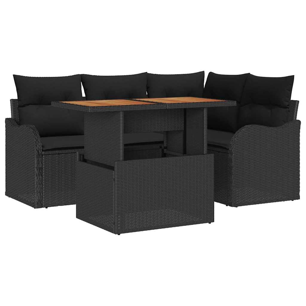 Canapé de jardin en poly rotin noir anti-UV et résistant