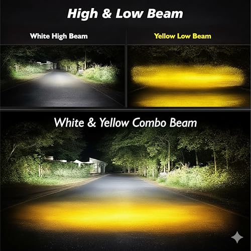 Image of OBEROI'S TRADERS Universal Motorcycle LED Fog Light Helmet Design | Dual Color White & Yellow | High /Low Beam | Waterproof Auxiliary Lamp for Bike & Scooter (Pack of 2)