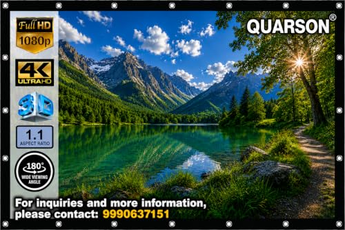 Image of Eyelet Projector Screen 4Ft x 4Ft 1:1 Aspect Ratio 1.2 Gain Matte White Full HD 1080P UHD 3D 4K & 8K Compatible for Office Classroom Home Theater & Outdoor