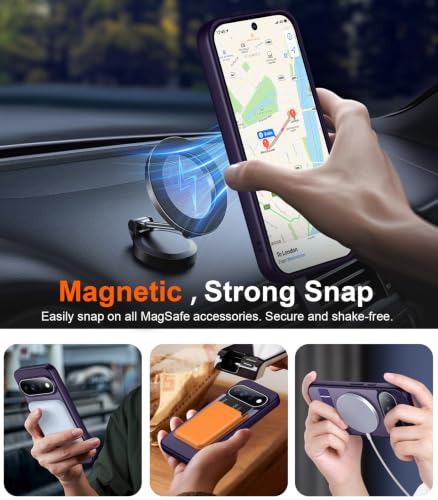 Image of Designed for 11 Pro XL Case 2026, [Built-in Invisible Kickstand][Compatible with MagSafe][Military Grade Shockproof] Slim Translucent Matte Phone Case-Purple