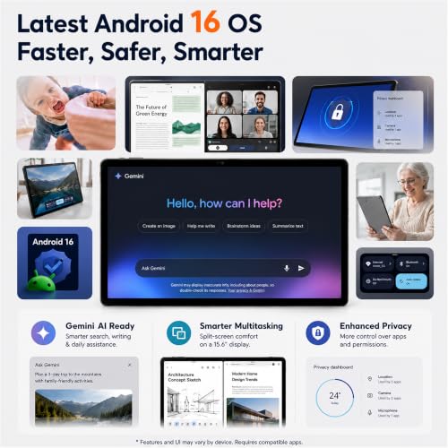 Image of MESWAO 15.6 Inch Android 16 Tablet, Widevine L1 Certified Large Screen Pad | 8GB RAM 256GB ROM, Helio G99 Octa-Core, 30W Fast Charge 12000mAh Battery, Digital Sheet Music Stand for Musicians