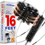 Holikme 16 Feet Dryer Vent Cleaner Kit, Lint Remover,Fireplace Chimney Brushes, Extends Up to 16 Feet, Synthetic Brush Head, Use with or Without a Power Drill