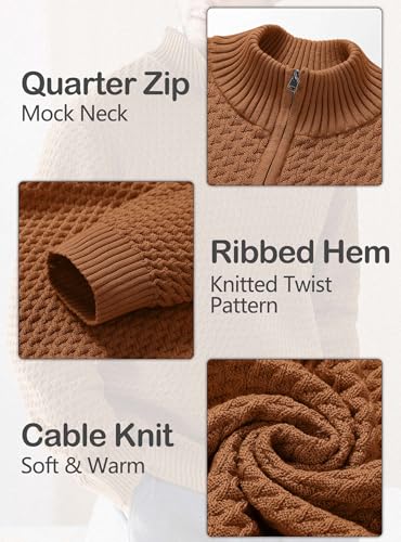 KAVIANA Men's Casual Quarter-Zip Sweater Textured-Knit Mock Neck Pullover Business, S-5XL