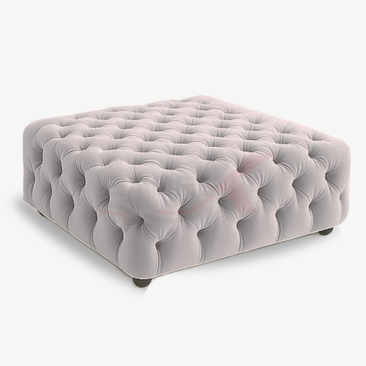 STOREX Diamond Tufted Ottoman Coffee Table – Velvet Upholstered Footstool Bench – Space-Saving & Oversized Sizes – Square Centerpiece for Living Room or Bedroom (Silver, Oversize)