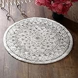Motiv: Mandala GLShabby Runder Badteppich, Badematte rutschfest, Badezimmerteppiche, Badvorleger Rund Landhaus Shabby Chic - Mandala - Durchmesser 60 cm - Weiß/Grau
