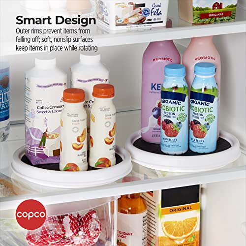 Image of Copco Lazy Susan Turntable Organizer Set of 2, 9 Inch Rotating Cabinet and Pantry Storage, Nonslip Surface with Outer Rim, Wipe Clean